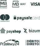 Multibanco, Mb Way, VISA, PaysafeCard, D�bito Direto, Bizum, Przelewy24, PayShop, MasterCard